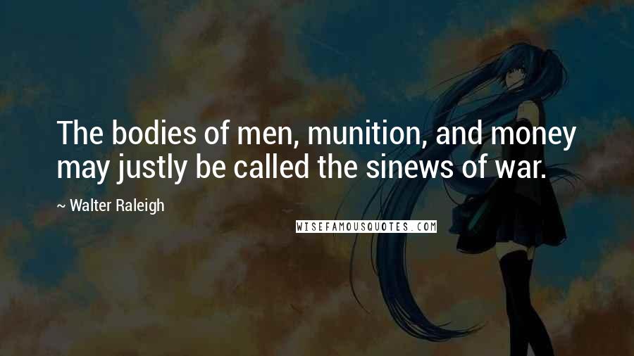 Walter Raleigh Quotes: The bodies of men, munition, and money may justly be called the sinews of war.