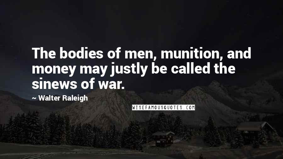 Walter Raleigh Quotes: The bodies of men, munition, and money may justly be called the sinews of war.