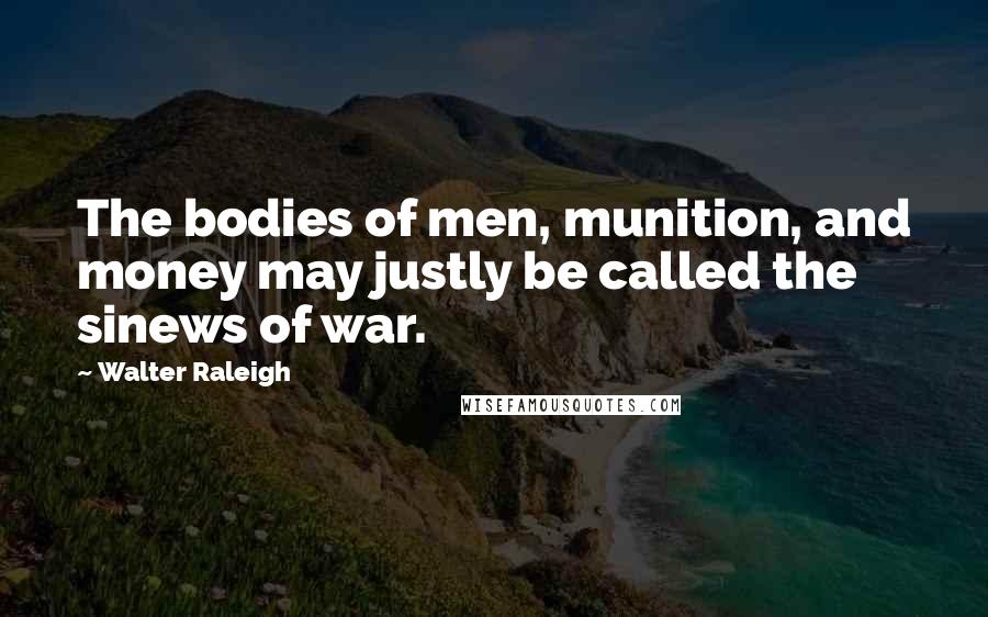 Walter Raleigh Quotes: The bodies of men, munition, and money may justly be called the sinews of war.