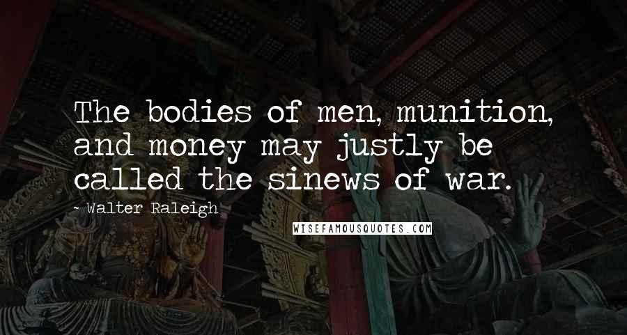 Walter Raleigh Quotes: The bodies of men, munition, and money may justly be called the sinews of war.