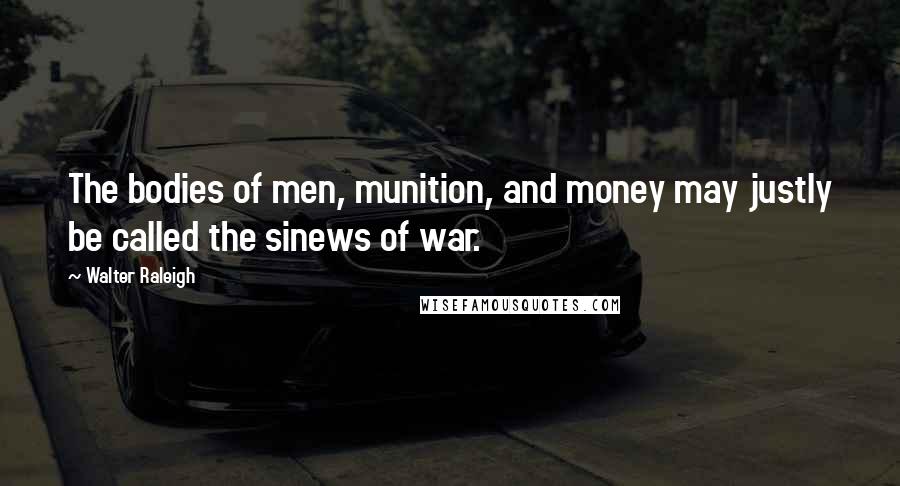 Walter Raleigh Quotes: The bodies of men, munition, and money may justly be called the sinews of war.