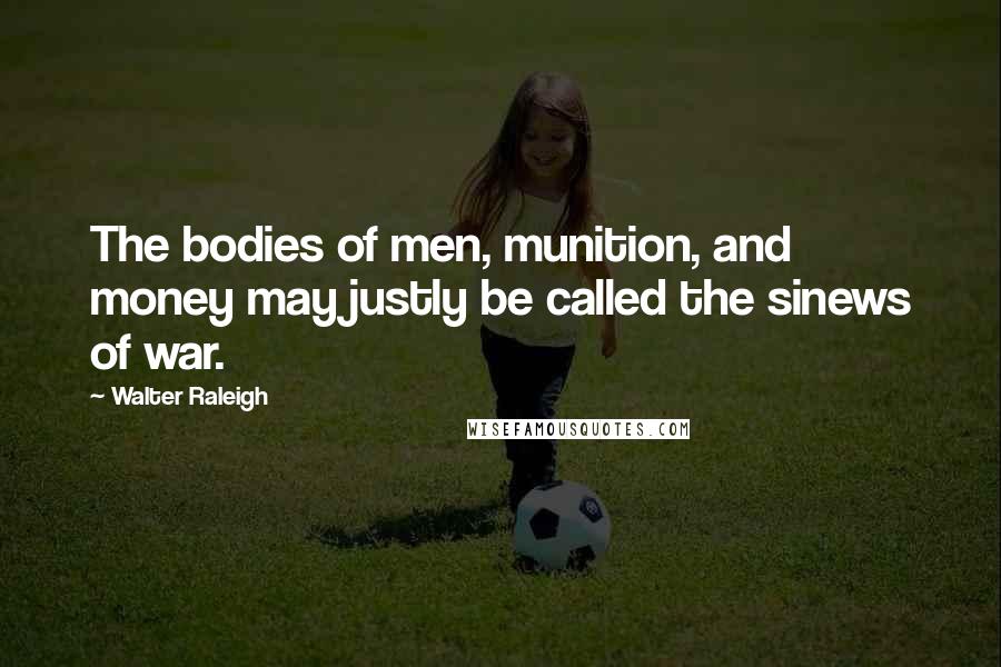 Walter Raleigh Quotes: The bodies of men, munition, and money may justly be called the sinews of war.