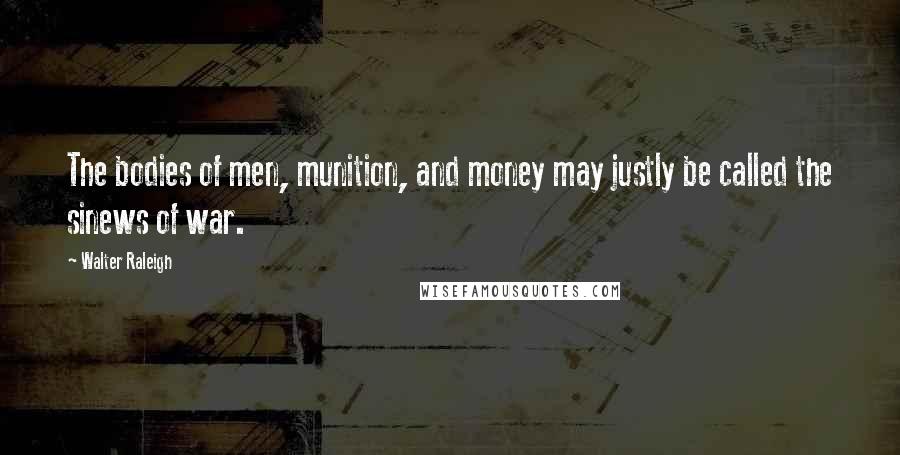 Walter Raleigh Quotes: The bodies of men, munition, and money may justly be called the sinews of war.