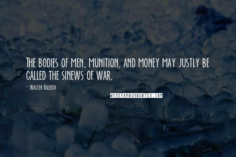 Walter Raleigh Quotes: The bodies of men, munition, and money may justly be called the sinews of war.
