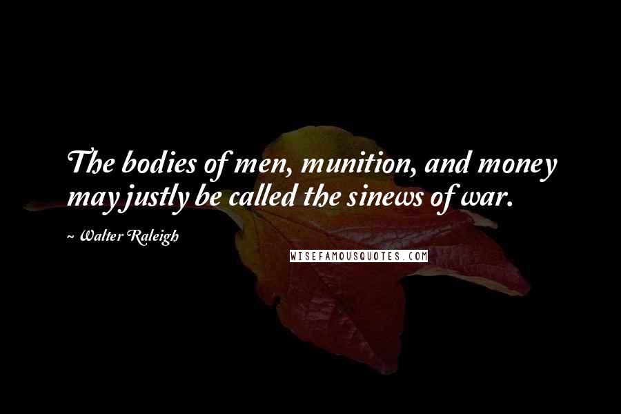 Walter Raleigh Quotes: The bodies of men, munition, and money may justly be called the sinews of war.