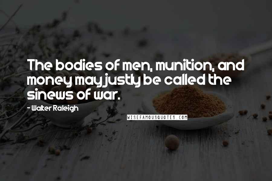 Walter Raleigh Quotes: The bodies of men, munition, and money may justly be called the sinews of war.