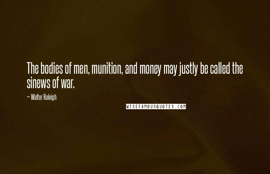 Walter Raleigh Quotes: The bodies of men, munition, and money may justly be called the sinews of war.