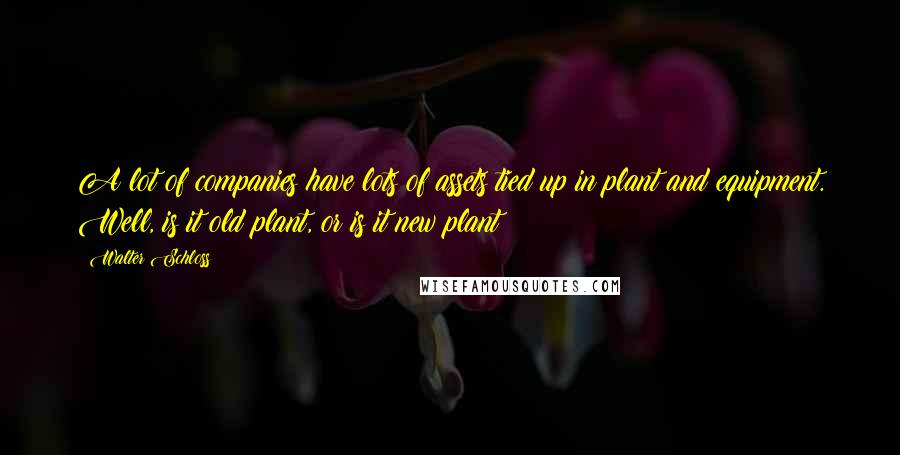 Walter Schloss Quotes: A lot of companies have lots of assets tied up in plant and equipment. Well, is it old plant, or is it new plant?