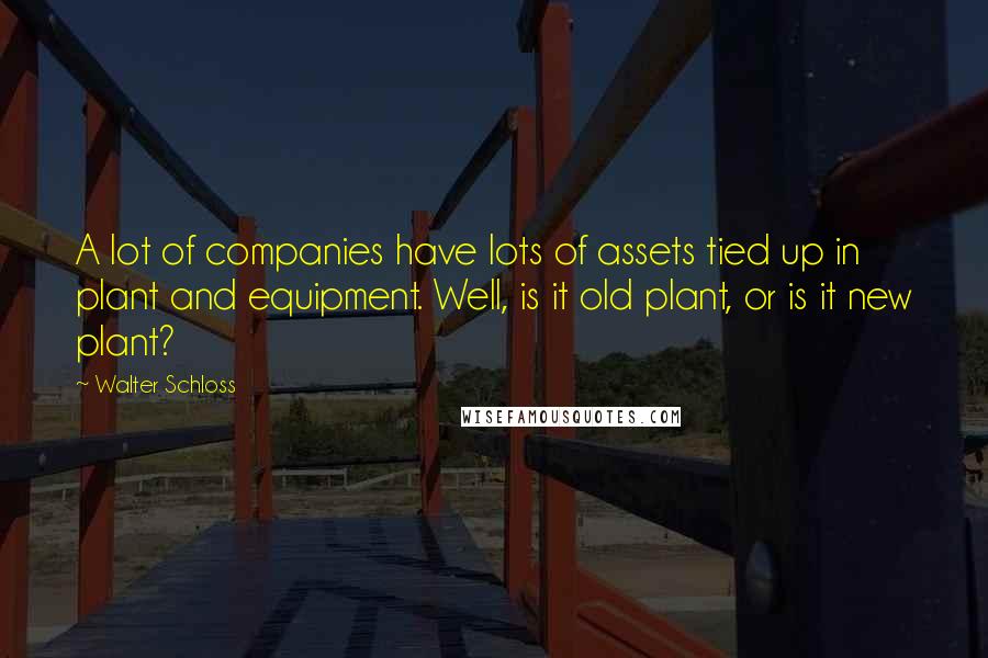 Walter Schloss Quotes: A lot of companies have lots of assets tied up in plant and equipment. Well, is it old plant, or is it new plant?