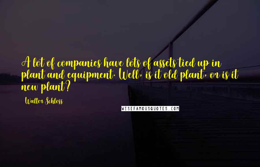 Walter Schloss Quotes: A lot of companies have lots of assets tied up in plant and equipment. Well, is it old plant, or is it new plant?