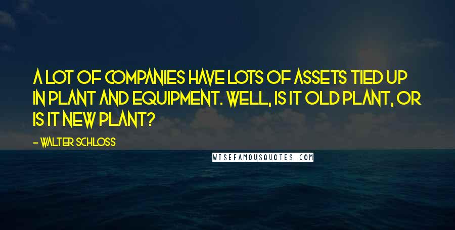 Walter Schloss Quotes: A lot of companies have lots of assets tied up in plant and equipment. Well, is it old plant, or is it new plant?