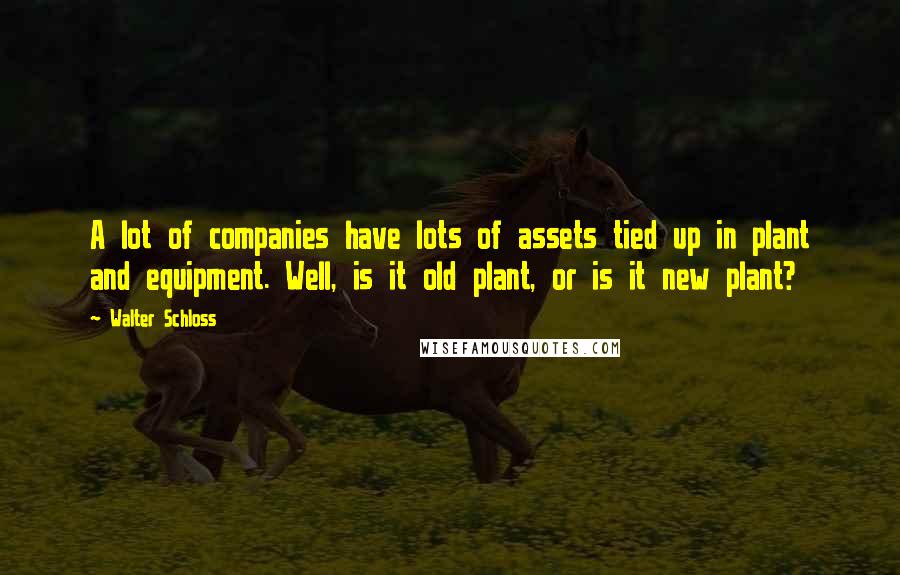 Walter Schloss Quotes: A lot of companies have lots of assets tied up in plant and equipment. Well, is it old plant, or is it new plant?