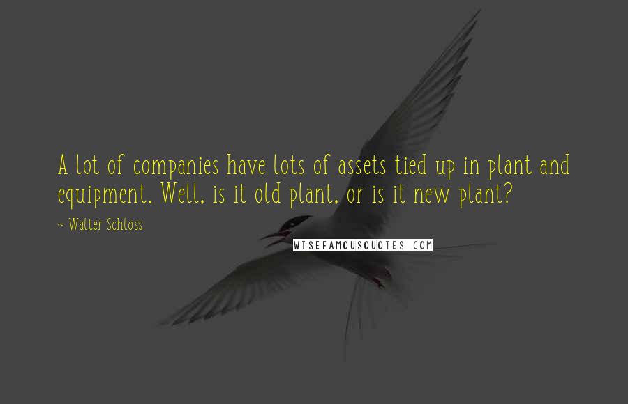 Walter Schloss Quotes: A lot of companies have lots of assets tied up in plant and equipment. Well, is it old plant, or is it new plant?