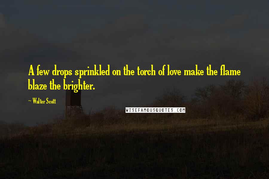 Walter Scott Quotes: A few drops sprinkled on the torch of love make the flame blaze the brighter.