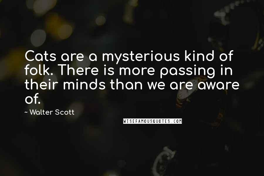 Walter Scott Quotes: Cats are a mysterious kind of folk. There is more passing in their minds than we are aware of.
