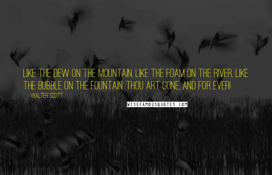 Walter Scott Quotes: Like the dew on the mountain, like the foam on the river, like the bubble on the fountain, thou art gone, and for ever!