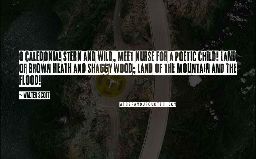 Walter Scott Quotes: O Caledonia! stern and wild, Meet nurse for a poetic child! Land of brown heath and shaggy wood; Land of the mountain and the flood!