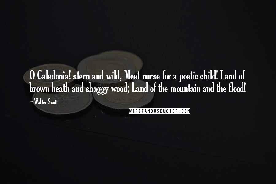 Walter Scott Quotes: O Caledonia! stern and wild, Meet nurse for a poetic child! Land of brown heath and shaggy wood; Land of the mountain and the flood!