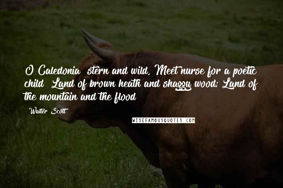 Walter Scott Quotes: O Caledonia! stern and wild, Meet nurse for a poetic child! Land of brown heath and shaggy wood; Land of the mountain and the flood!