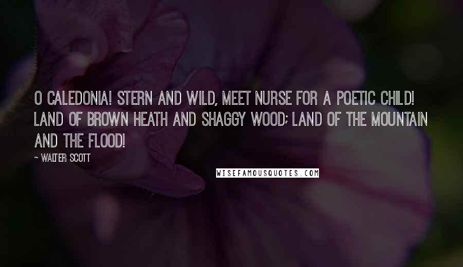 Walter Scott Quotes: O Caledonia! stern and wild, Meet nurse for a poetic child! Land of brown heath and shaggy wood; Land of the mountain and the flood!