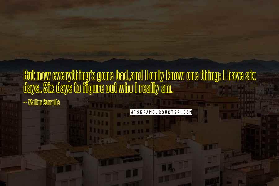 Walter Sorrells Quotes: But now everything's gone bad,and I only know one thing: I have six days. Six days to figure out who I really am.