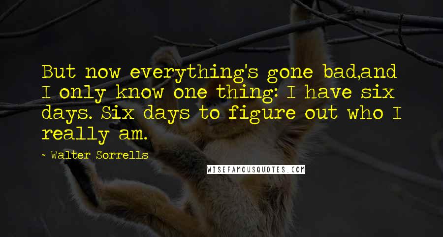 Walter Sorrells Quotes: But now everything's gone bad,and I only know one thing: I have six days. Six days to figure out who I really am.