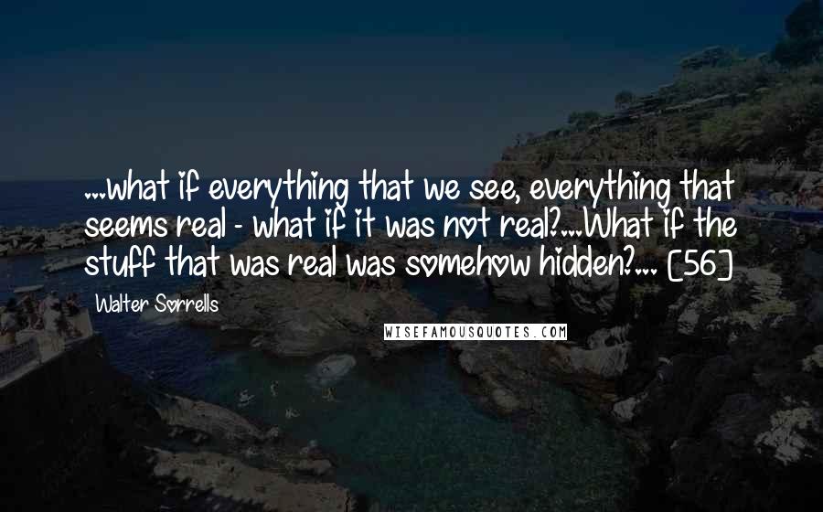 Walter Sorrells Quotes: ...what if everything that we see, everything that seems real - what if it was not real?...What if the stuff that was real was somehow hidden?... [56]