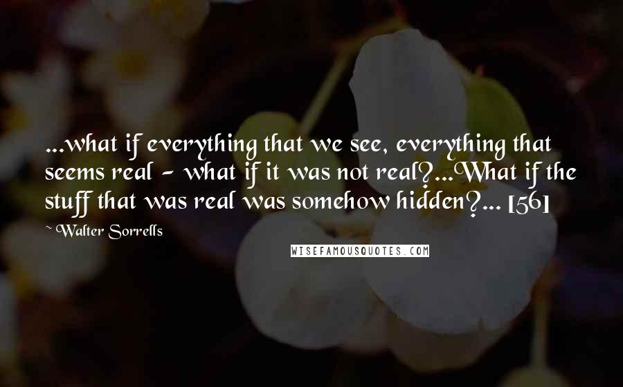 Walter Sorrells Quotes: ...what if everything that we see, everything that seems real - what if it was not real?...What if the stuff that was real was somehow hidden?... [56]