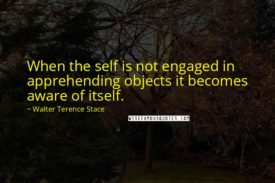Walter Terence Stace Quotes: When the self is not engaged in apprehending objects it becomes aware of itself.