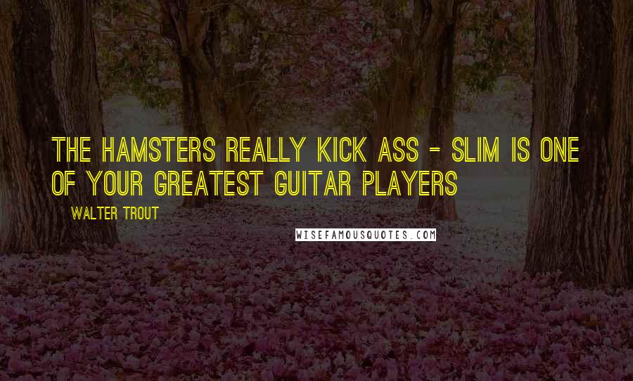 Walter Trout Quotes: The Hamsters really kick ass - Slim is one of your greatest guitar players