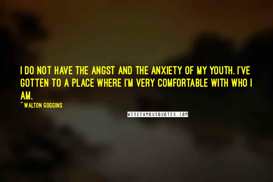 Walton Goggins Quotes: I do not have the angst and the anxiety of my youth. I've gotten to a place where I'm very comfortable with who I am.