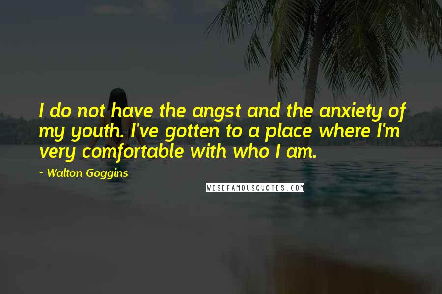 Walton Goggins Quotes: I do not have the angst and the anxiety of my youth. I've gotten to a place where I'm very comfortable with who I am.