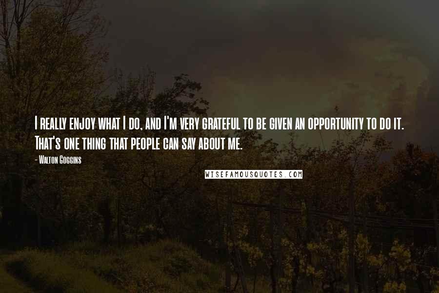 Walton Goggins Quotes: I really enjoy what I do, and I'm very grateful to be given an opportunity to do it. That's one thing that people can say about me.