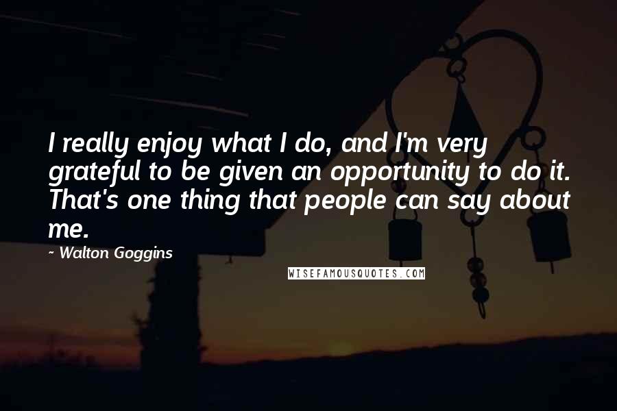 Walton Goggins Quotes: I really enjoy what I do, and I'm very grateful to be given an opportunity to do it. That's one thing that people can say about me.