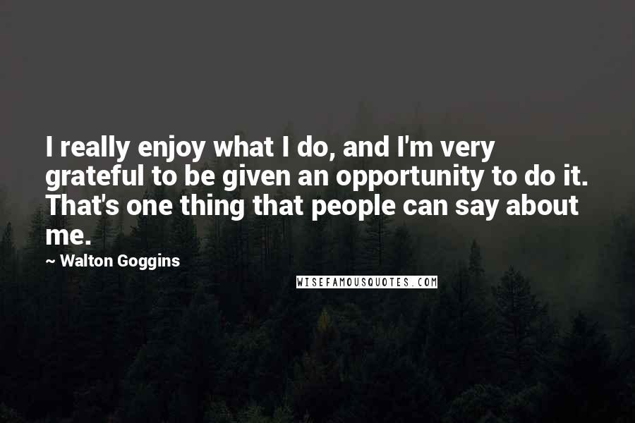 Walton Goggins Quotes: I really enjoy what I do, and I'm very grateful to be given an opportunity to do it. That's one thing that people can say about me.