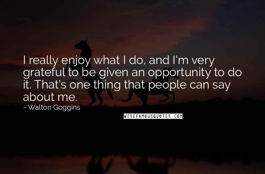 Walton Goggins Quotes: I really enjoy what I do, and I'm very grateful to be given an opportunity to do it. That's one thing that people can say about me.