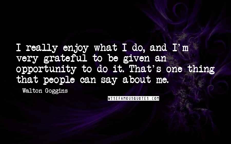 Walton Goggins Quotes: I really enjoy what I do, and I'm very grateful to be given an opportunity to do it. That's one thing that people can say about me.