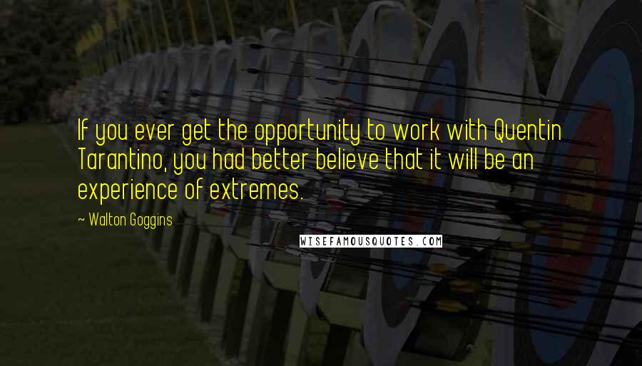 Walton Goggins Quotes: If you ever get the opportunity to work with Quentin Tarantino, you had better believe that it will be an experience of extremes.