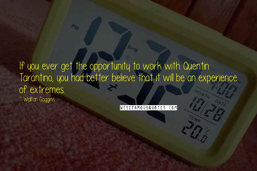 Walton Goggins Quotes: If you ever get the opportunity to work with Quentin Tarantino, you had better believe that it will be an experience of extremes.
