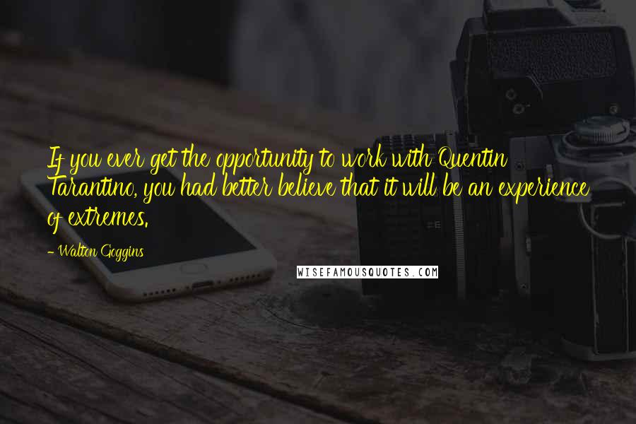 Walton Goggins Quotes: If you ever get the opportunity to work with Quentin Tarantino, you had better believe that it will be an experience of extremes.