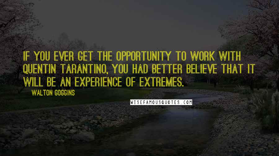 Walton Goggins Quotes: If you ever get the opportunity to work with Quentin Tarantino, you had better believe that it will be an experience of extremes.