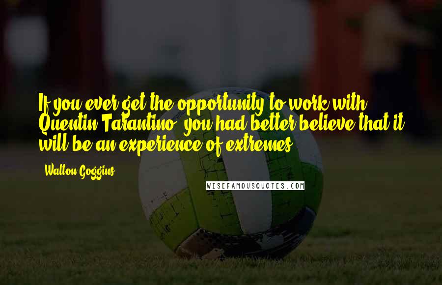 Walton Goggins Quotes: If you ever get the opportunity to work with Quentin Tarantino, you had better believe that it will be an experience of extremes.