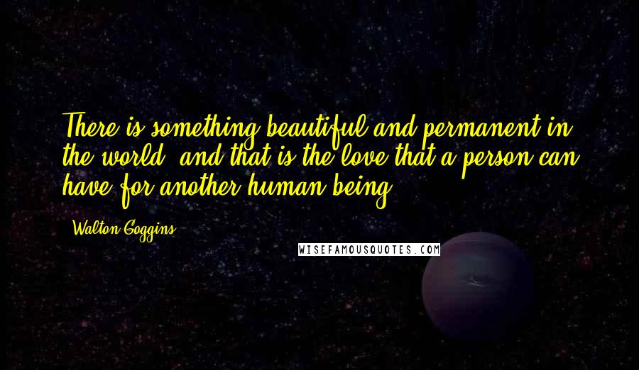 Walton Goggins Quotes: There is something beautiful and permanent in the world, and that is the love that a person can have for another human being.