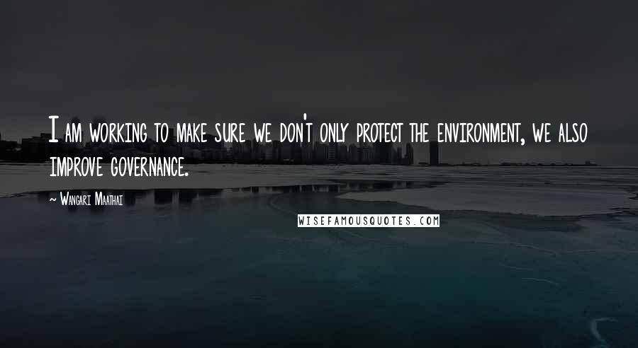 Wangari Maathai Quotes: I am working to make sure we don't only protect the environment, we also improve governance.