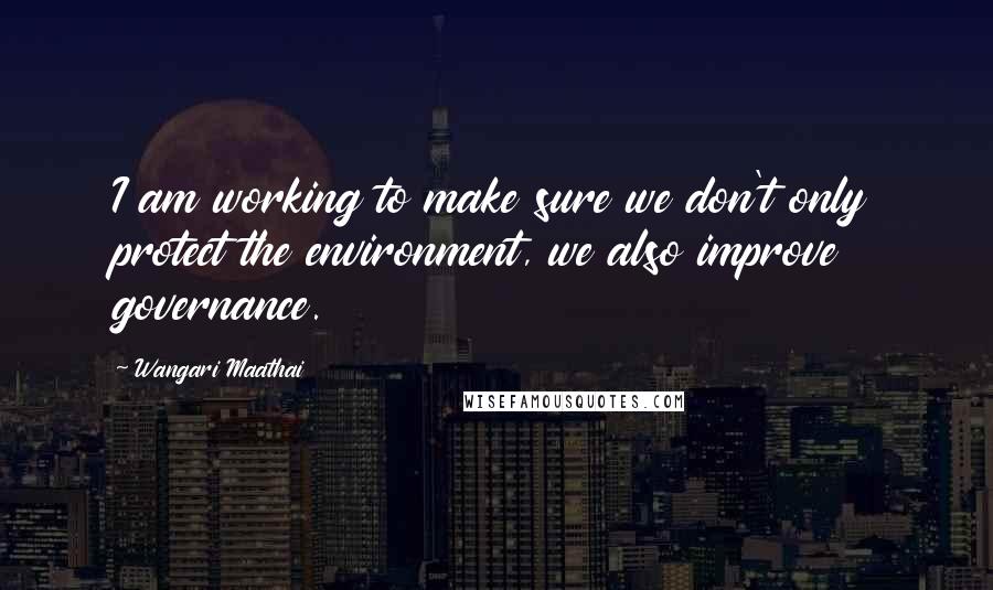 Wangari Maathai Quotes: I am working to make sure we don't only protect the environment, we also improve governance.