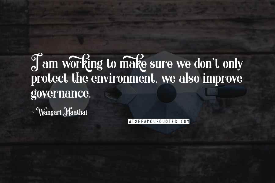 Wangari Maathai Quotes: I am working to make sure we don't only protect the environment, we also improve governance.