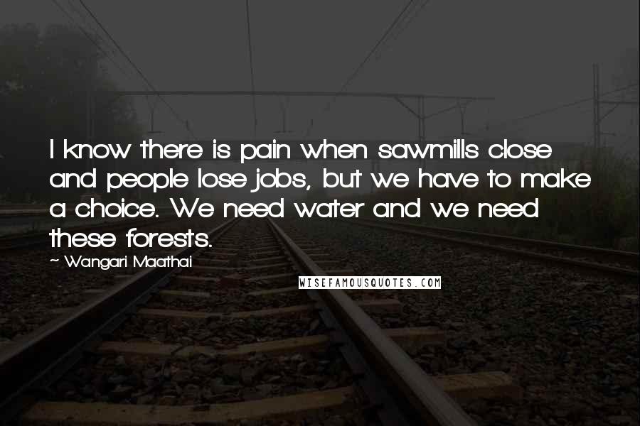Wangari Maathai Quotes: I know there is pain when sawmills close and people lose jobs, but we have to make a choice. We need water and we need these forests.