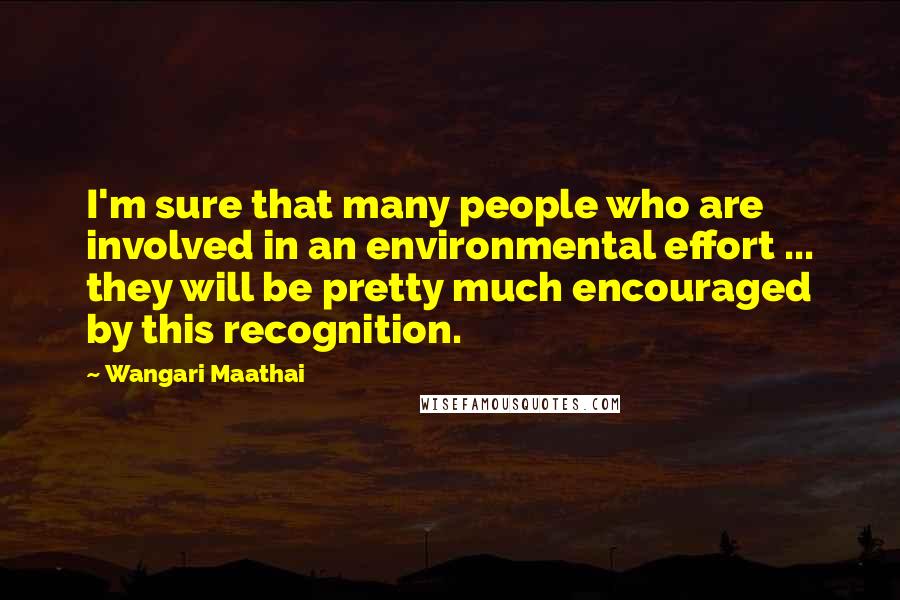 Wangari Maathai Quotes: I'm sure that many people who are involved in an environmental effort ... they will be pretty much encouraged by this recognition.