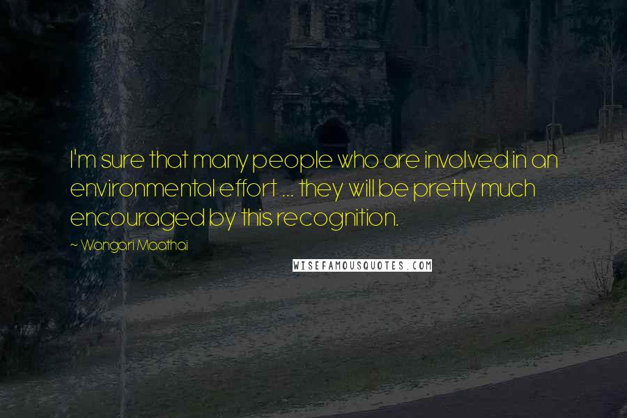 Wangari Maathai Quotes: I'm sure that many people who are involved in an environmental effort ... they will be pretty much encouraged by this recognition.