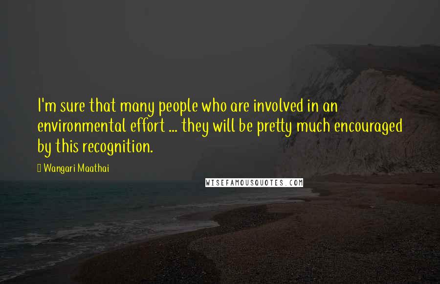 Wangari Maathai Quotes: I'm sure that many people who are involved in an environmental effort ... they will be pretty much encouraged by this recognition.